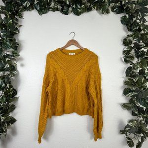 BP x Claudia Sulewski Cozy Novelty Cable Knit Sweater Mustard Women’s Size M